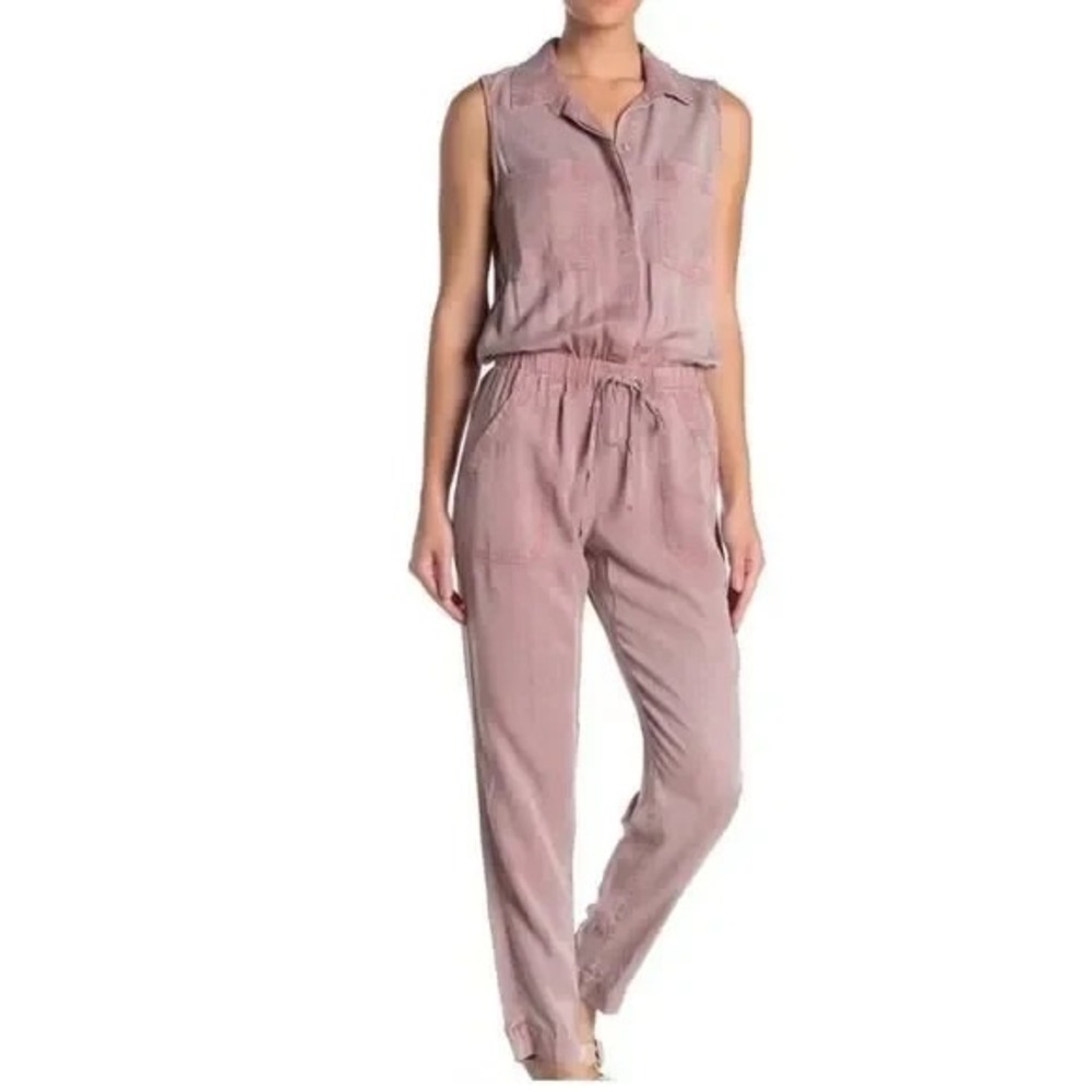 Young Fabulous & Broke Womens Aviator Sleeveless Pink Drawstring Jumpsuit Size S